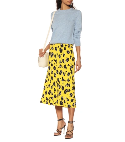 Shop Diane Von Furstenberg Mae Crêpe Midi Skirt In Yellow