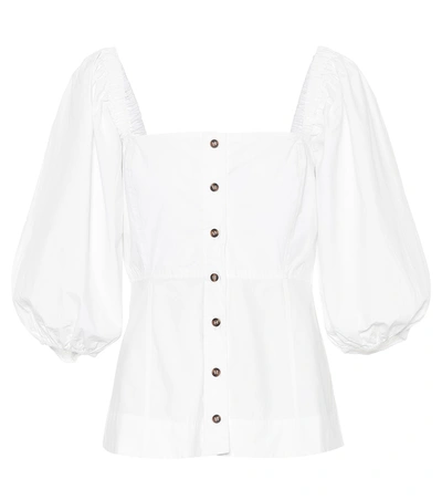 Shop Ganni Cotton Poplin Top In White