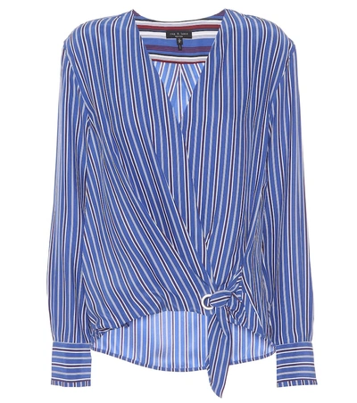 Shop Rag & Bone Felix Striped Silk Blouse In Blue