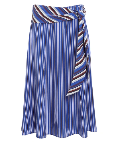 Shop Rag & Bone Felix Silk Skirt  Blue/stripes 8 In Blue,stripes