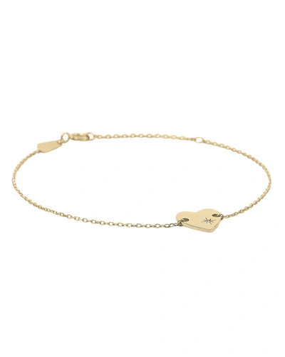 Shop Adina Reyter Diamond Heart Stamp Bracelet In Gold