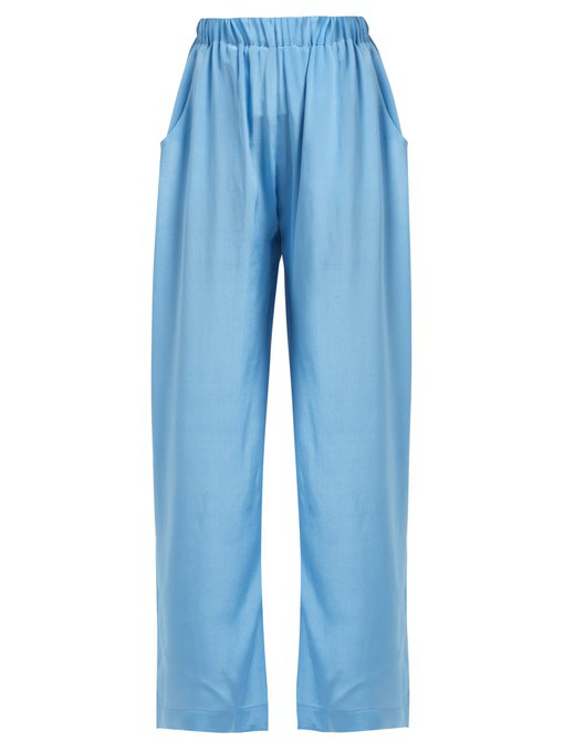 Worme The Standard High Rise Silk Trousers In Light Blue | ModeSens