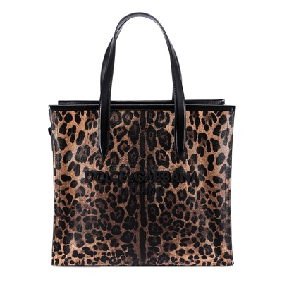 Shop Dolce & Gabbana Animal Print Tote Bag In Brown
