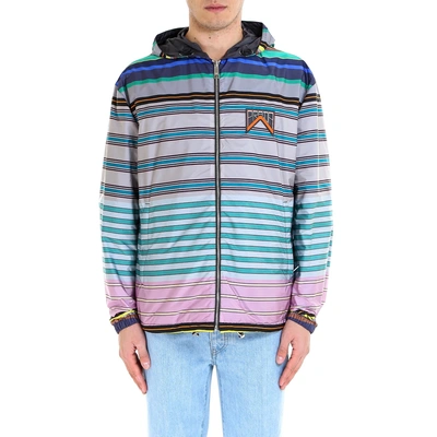 Shop Prada Striped Reversible Jacket In Multi