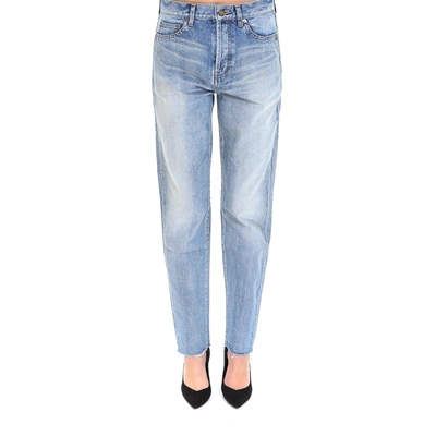 Shop Saint Laurent Bandana Detail Jeans In Blue
