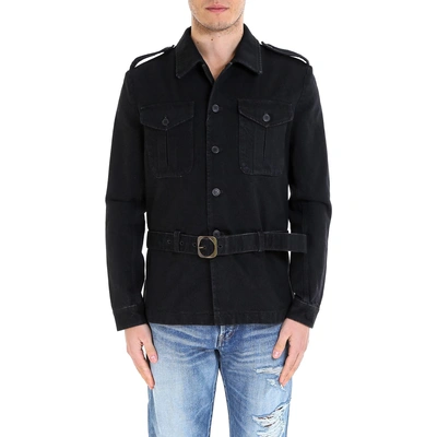 Shop Saint Laurent Belted Jacket In Black