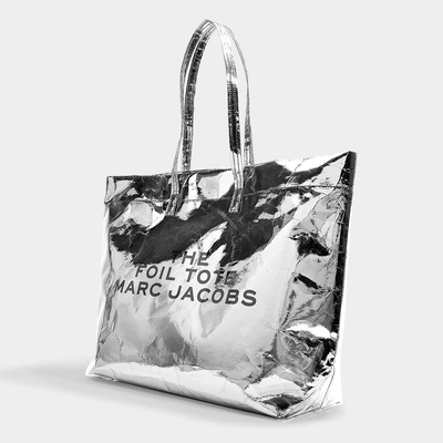 Shop Marc Jacobs The Foil Tote In Silver Mixed Materials