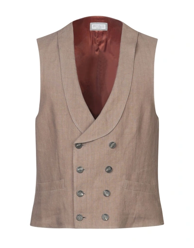 Shop Brunello Cucinelli Suit Vest In Brown