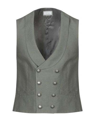 Shop Brunello Cucinelli Suit Vest In Military Green