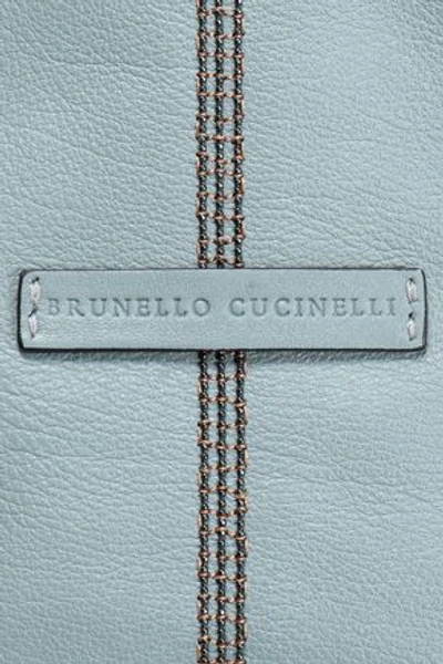 Shop Brunello Cucinelli Bead-embellished Textured-leather Backpack In Sky Blue