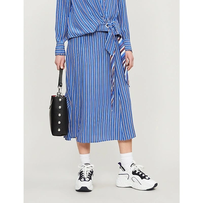 Shop Rag & Bone Felix Waist-tie Striped Silk Skirt In Blumulti