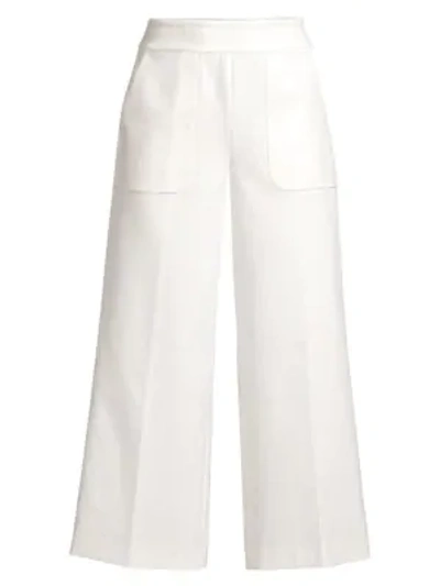 Shop Kate Spade Twill Pocket Cropped Flare Pants In French Cream