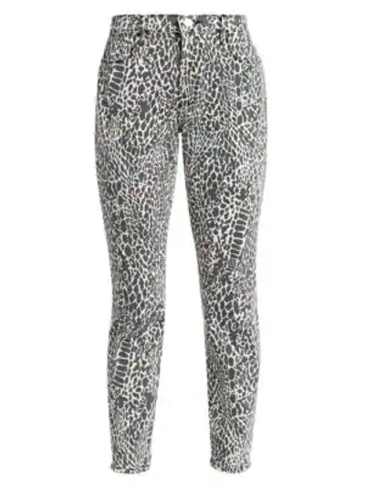 Shop Frame Le High Skinny Abstract Animal-print Jeans In Noir Multi