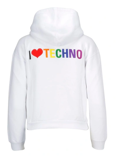 Balenciaga I Love Techno Zip-through Cotton Hooded Sweatshirt In White  Multi | ModeSens