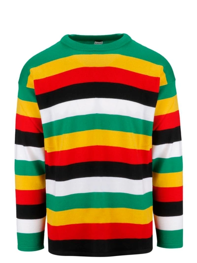 Shop Loewe Striped Fine Knit Sweater In Multicolour