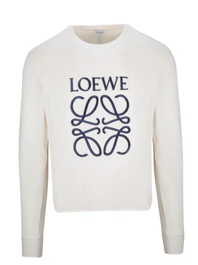 Shop Loewe Anagram Embroidered Sweatshirt In Off White