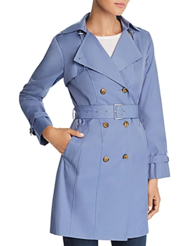 Shop Cole Haan Belted Trench Coat In Dusty Blue