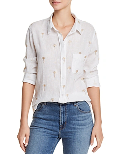 Shop Rails Charli Glitter Palm Print Shirt In White W/ Golden Palms