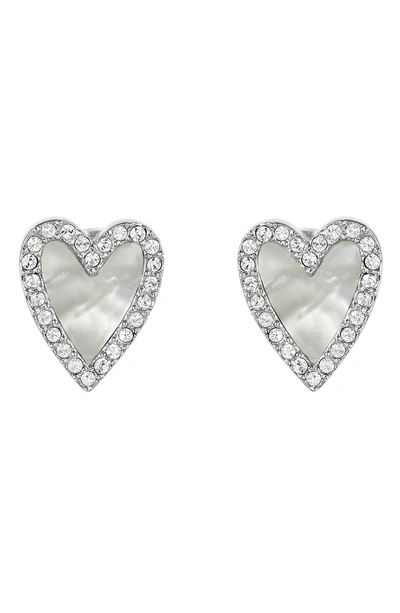 Shop Adore Pave Crystal Mini Heart Stud Earrings In Silver