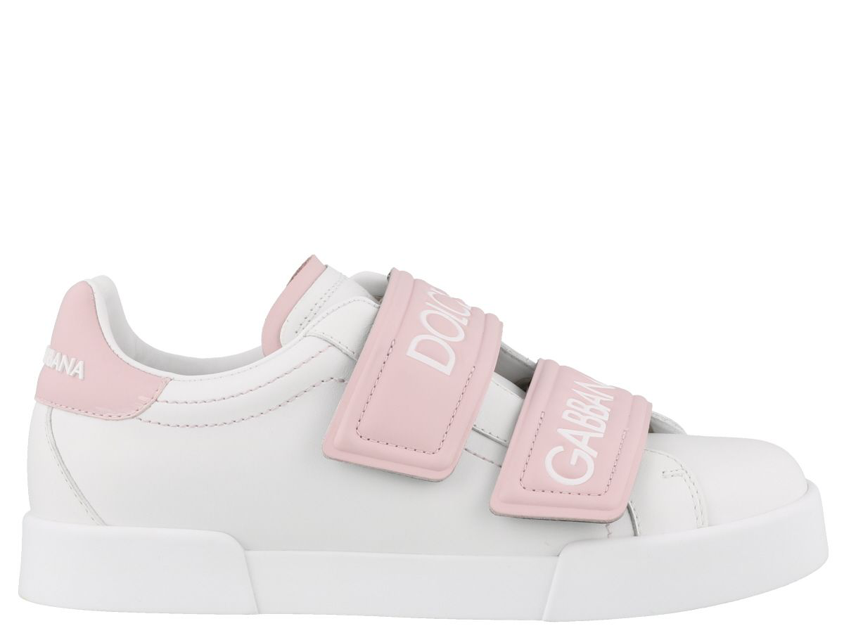 dolce and gabbana white and pink trainers