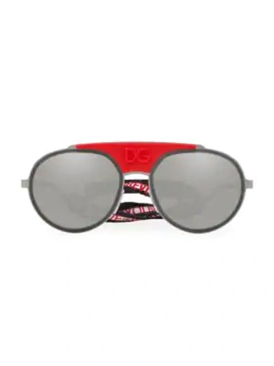 Shop Dolce & Gabbana Madison Up 55mm Round Sunglasses In Grey Mirror Silver