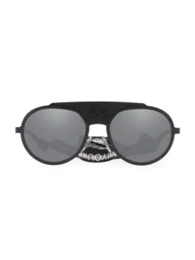 Shop Dolce & Gabbana Madison Up 55mm Round Sunglasses In Matte Black