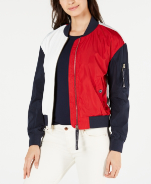 tommy hilfiger blue white and red jacket