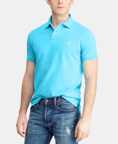 Shop Polo Ralph Lauren Men's Classic-fit Cotton Mesh Polo Shirt In Liquid Blue