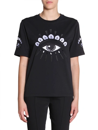 Shop Kenzo Eye Embroidered T-shirt In Nero