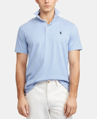 Shop Polo Ralph Lauren Men's Classic- Fit Thin Striped Soft-touch Polo In Harbor Island Blue/white