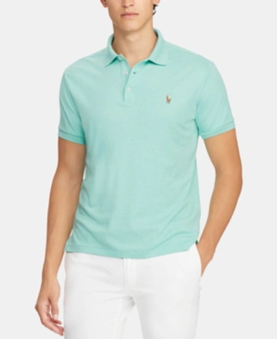 Shop Polo Ralph Lauren Men's Custom Slim Fit Soft Touch Cotton Polo, Created For Macy's In Caribbean Green Heather