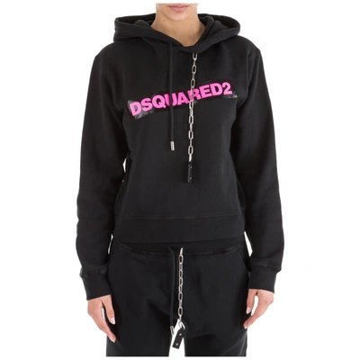 Shop Dsquared2 Women's Sweatshirt Hood Hoodie Logo In Black
