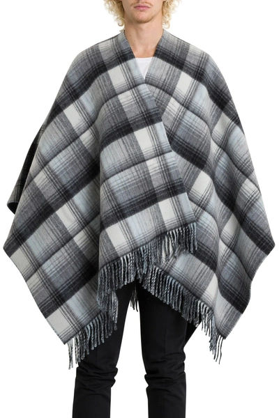 Shop Gucci Reversible Gg Wool Poncho In Grigio