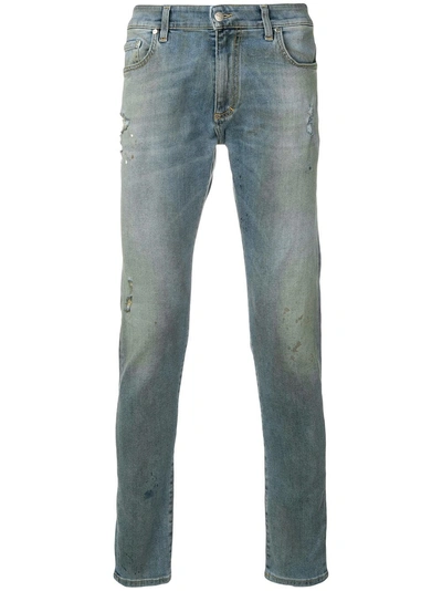 Shop Represent Distress Slim Fit Jeans - Blue