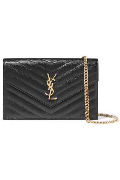 Shop Saint Laurent Monogramme Quilted Textured-leather Shoulder Bag In Black