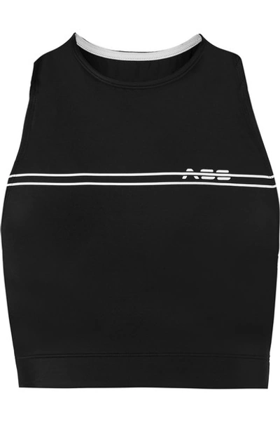 Shop Adam Selman Sport Racer Cropped Printed Stretch Top In Black