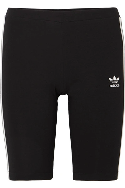 Shop Adidas Originals Striped Stretch-cotton Jersey Shorts In Black