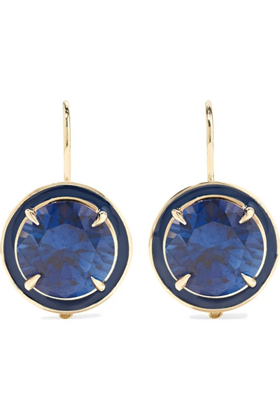 Shop Alison Lou 14-karat Gold, Enamel And Sapphire Earrings