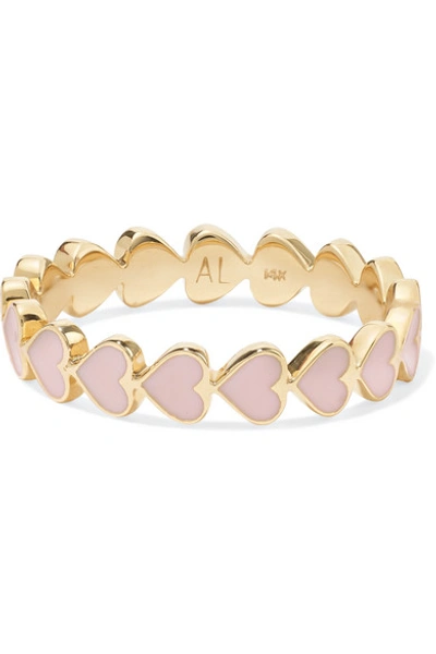 Shop Alison Lou Heart Stack 14-karat Gold And Enamel Ring