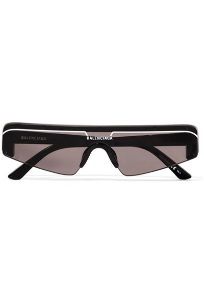 Shop Balenciaga Ski D-frame Acetate Sunglasses In Black