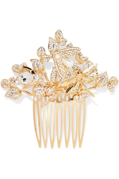 Shop Dolce & Gabbana Gold-tone, Crystal And Faux Pearl Hair Slide