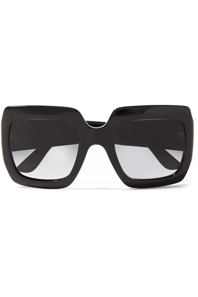 Shop Gucci Oversized Square-frame Acetate Sunglasses In Black