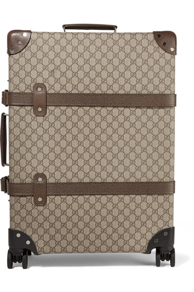 Shop Gucci + Globe-trotter Medium Leather-trimmed Printed Coated-canvas Suitcase