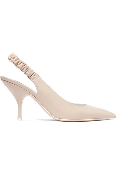 Shop Bottega Veneta Leather Slingback Pumps