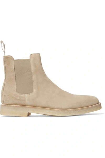 Shop Common Projects Suede Chelsea Boots In Sand
