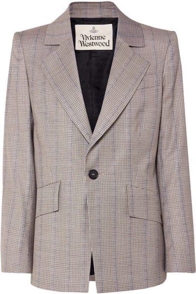 Shop Vivienne Westwood Puppytooth Wool Blazer In Gray