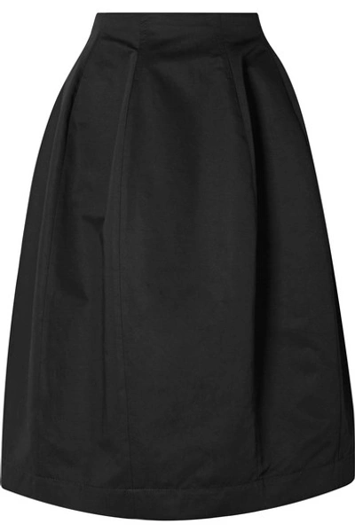 Shop Marni Cotton And Linen-blend Twill Midi Skirt In Black