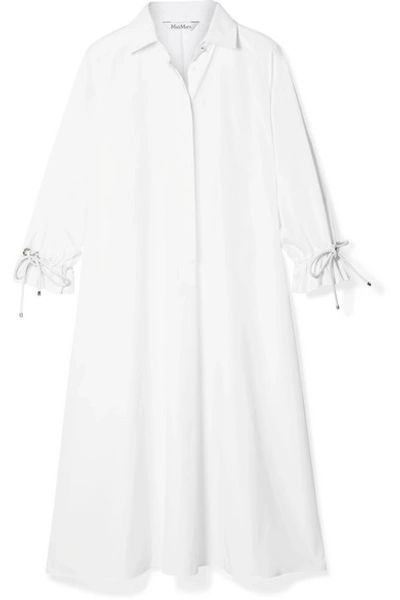 Shop Max Mara Molina Cotton-poplin Midi Dress In White
