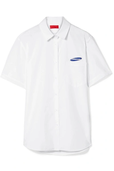 Shop Commission Banker Appliquéd Cotton-poplin Shirt In White