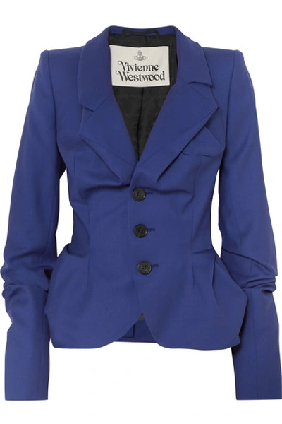 Shop Vivienne Westwood Gathered Wool-twill Blazer In Blue